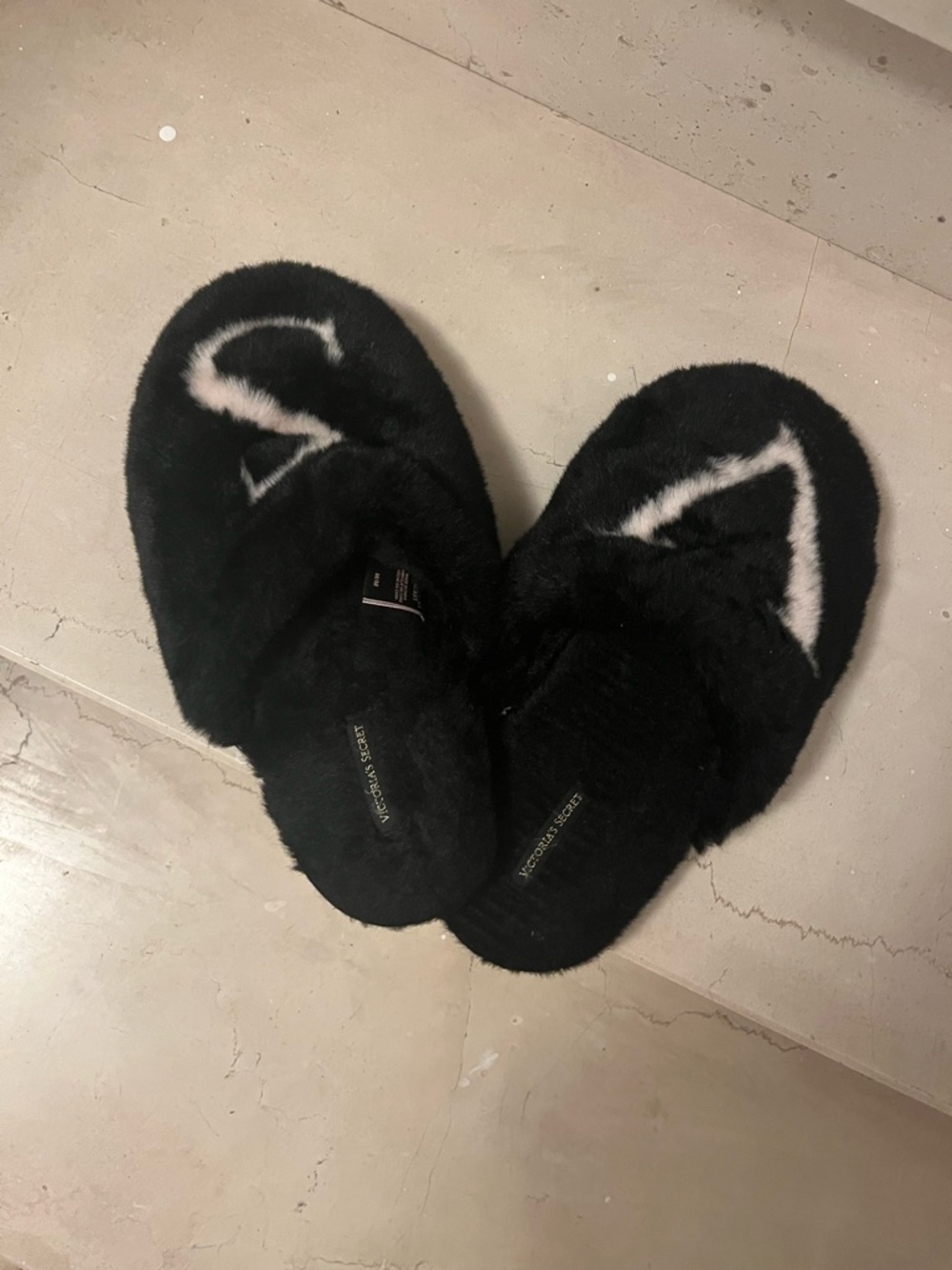 Victoria's Secret Black Logo Slippers - “M/M”